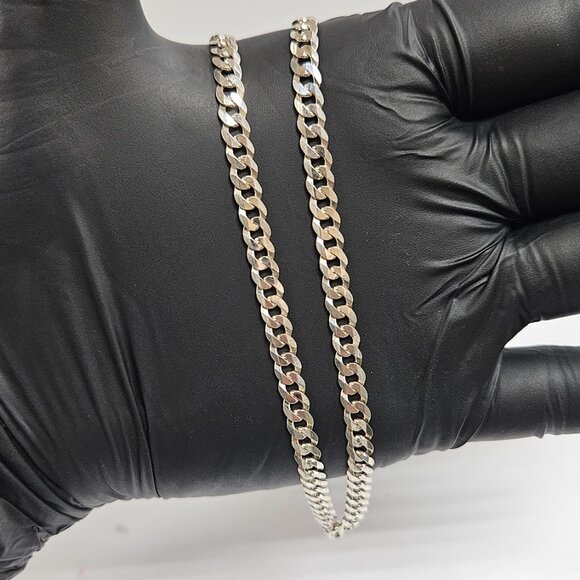 Unisex .925 Silver Cubank link Necklace - Picture 7 of 7